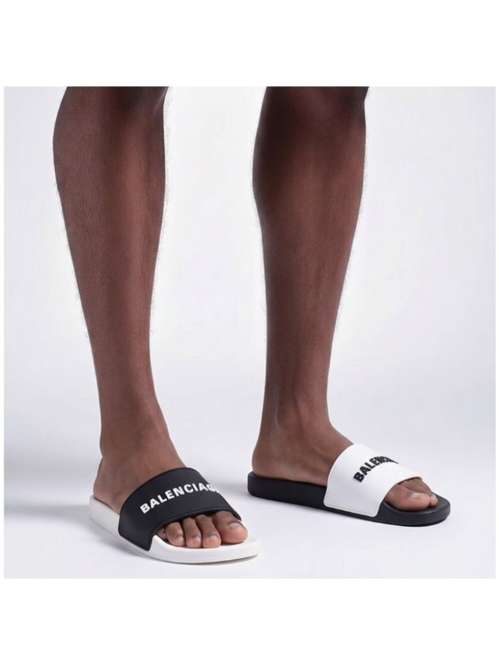 Balenciaga Men s Logo Mismatched Slide Sandals Size 8 New